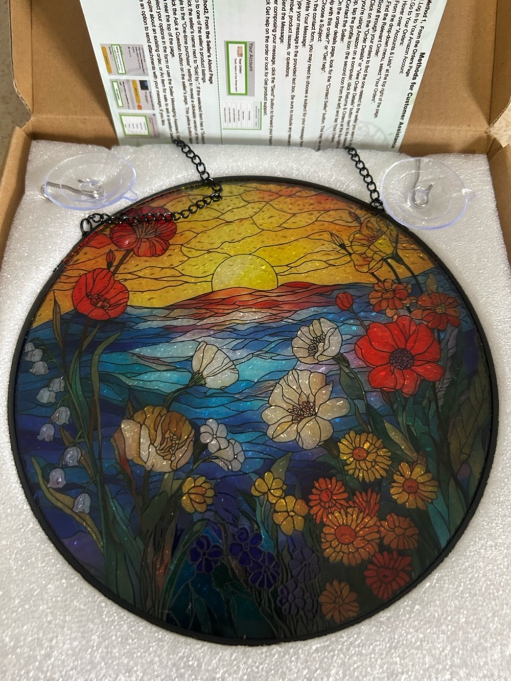 Stained Glass Floral Sunset Suncatcher